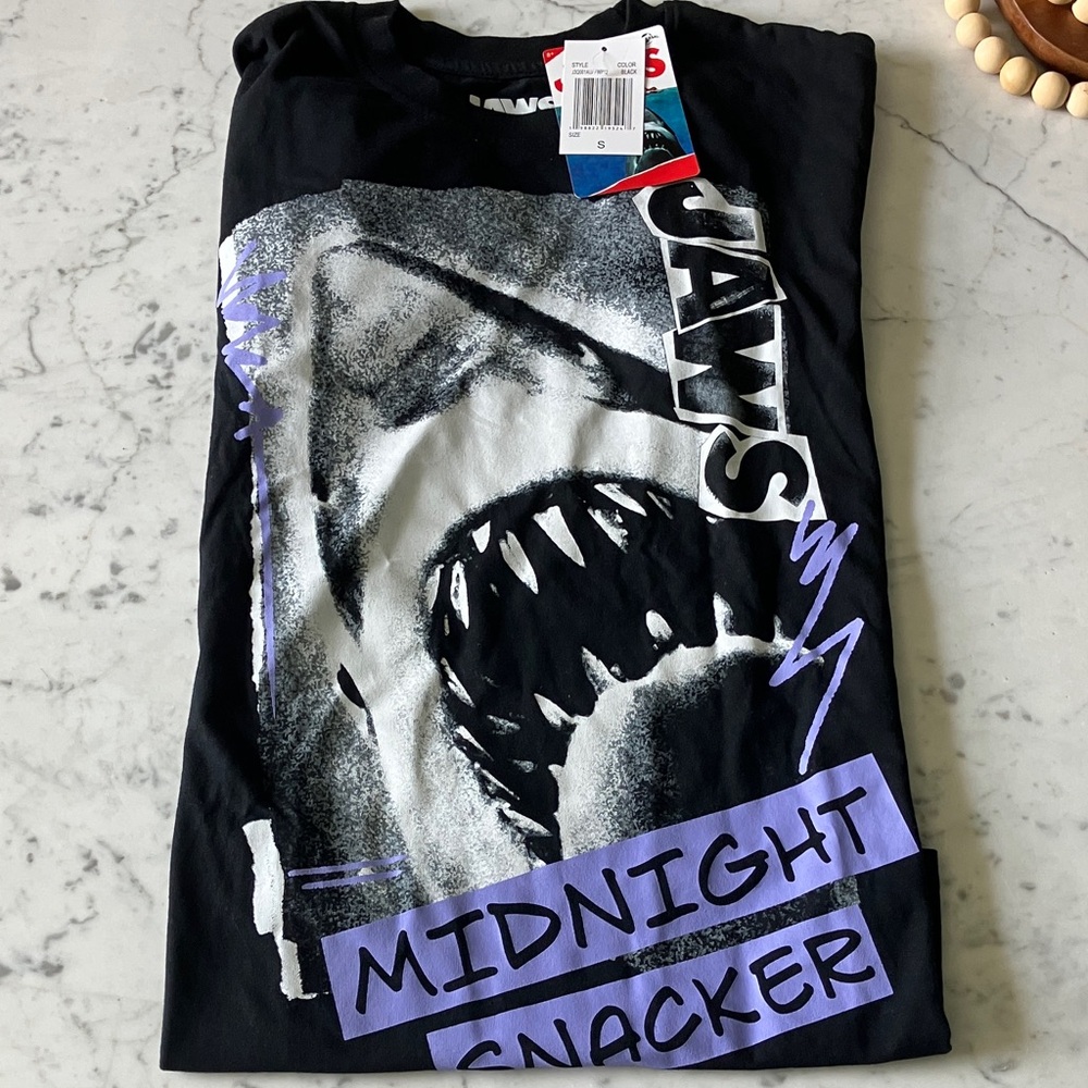 Jaws Midnight Snacker Black Graphic Tee - Unbranded